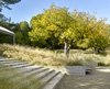 Modern home with Outdoor, Walkways, Hardscapes, Woodland, Landscape Lighting, Trees, Concrete Patio, Porch, Deck, Grass, Concrete Fences, Wall, Slope, Front Yard, Decomposed Granite Patio, Porch, Deck, Retaining Fences, Wall, and Vertical Fences, Wall. Orchard House Landscape Photo 5 of Orchard House