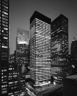 Setting the standard for the modern skyscraper, the 38-story Seagram Building is located in the heart of New York City on Park Avenue. The elegant structure was Mies' first tall office building construction and embodies the principles of modernism. 