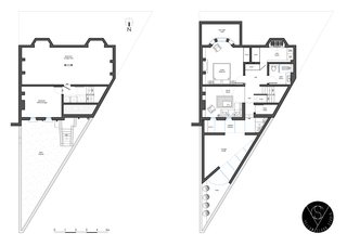 The original and the proposed floor plan