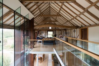 Exposed beams make for a rustic-chic interior.