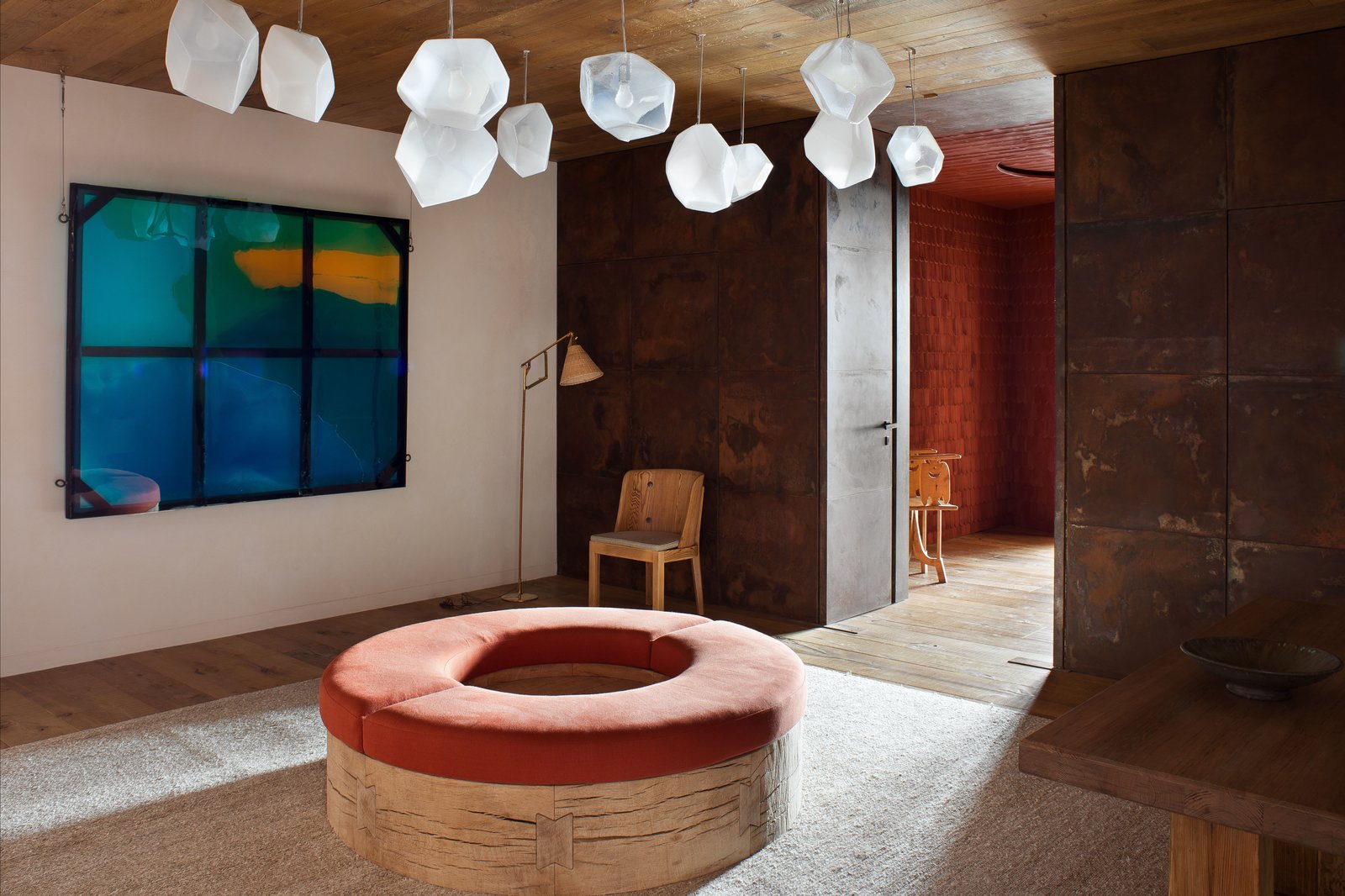 Photo 1 Of 15 In A Gorgeous Chalet The Swiss Alps Perfectly Hallway And Light Hardwood Floor Hand N Salt Crystal Lights By Jeff Zimmerman Hang Above