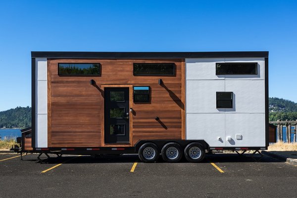 The Oregon-based tiny home builder's flagship model, the Catalina, has a bright airy feel and offers which has a sleek look cool modern interiors.The home comes in three sizes—24, 28, or 32 feet—and features exterior details such as cedar accent siding and black metal framing. The home has two lofts, one for storage and one for sleeping, ample living space, a bathroom with a full shower, bathtub and toilet, and an optional solar setup allows the home to run off the grid. The Catalina starts at $65,000.