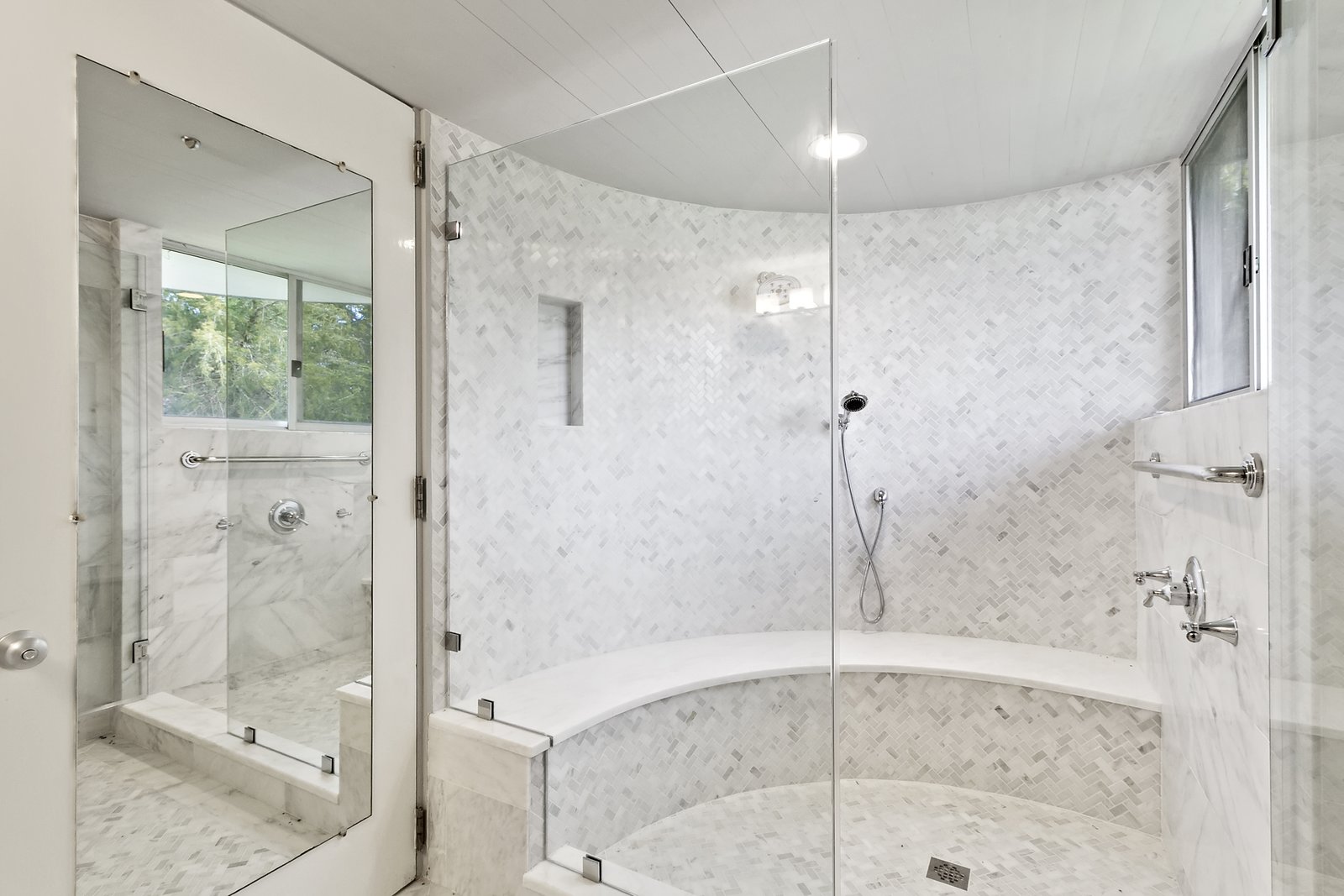 The large enclosed shower in the master bath.