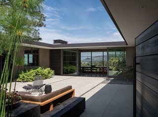 Sliding doors enable seamless indoor/outdoor living.
