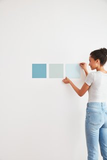 Clare's 8" x 8" peel-and-stick color swatches help with the decision-making process. 