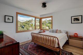 A lower-level bedroom.