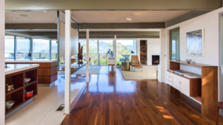 The open-plan layout is bright and airy. 