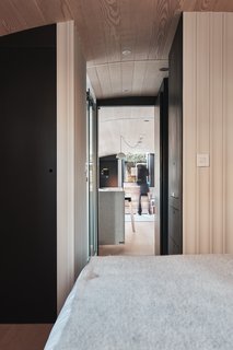 The shower room is made almost entirely from Corian. A Cinderella incineration toilet makes waste disposal easy.