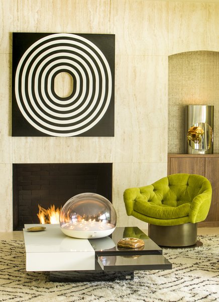 The interiors blend groovy, midcentury influences with clean, contemporary lines.