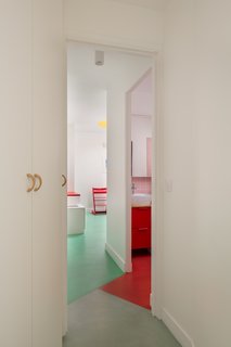 The bright, colorful floors add a bit of whimsy. 