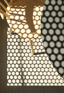 Perforated anodized aluminum screens allow daylight to filter inside.