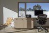 Modern home with Office, Study Room Type, Desk, Chair, Storage, and Porcelain Tile Floor. HK Associates also designed the interior of the home, focusing on furniture that can withstand the rigors of the more than a dozen rescue cats living in the house. Photo 4 of Custom Cat House