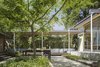 Modern home with Outdoor, Gardens, Small Patio, Porch, Deck, Trees, Hardscapes, Decking Patio, Porch, Deck, Back Yard, Retaining Fences, Wall, and Pavers Patio, Porch, Deck. Private courtyard between house and studio Photo of Grasshopper Studio