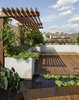 A view from the lower part of the roof deck. The Cor-Ten water garden wraps around a custom Portland cement stucco planter. Photo 9 of East Village Roof Garden modern home