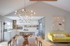 Modern home with Living Room, Light Hardwood Floor, Sofa, Table, Wall Lighting, Ceiling Lighting, Chair, and Pendant Lighting. Living/dining area and kitchen. Photo 2 of Gallery Residence