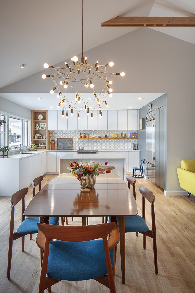 Dining area with view to kitchen.