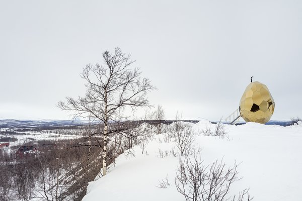 This egg-shaped sauna represents rebirth, as the city of Kiruna seeks a new beginning.