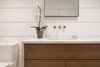 The cabana bathroom's custom vanity provides storage with a contemporary feel. Photo 13 of Free Float Pool Cabana modern home