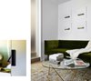 Modern home with Living Room, Coffee Tables, Light Hardwood Floor, Ceiling Lighting, Rug Floor, and Sofa. Custom Glass Door Hardware Photo 6 of Chelsea Pied-à-Terre