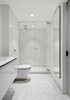 Modern home with Bath Room, One Piece Toilet, Wall Mount Sink, Terrazzo Floor, Recessed Lighting, Ceiling Lighting, Subway Tile Wall, and Full Shower. Bathroom Photo 8 of Chelsea Pied-à-Terre