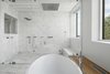Modern home with Bath Room, Ceiling Lighting, Marble Wall, Engineered Quartz Counter, Enclosed Shower, Marble Floor, Freestanding Tub, and Undermount Sink. Steam Shower Photo 6 of Cliff House