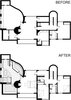 Plan: Before and After. The plan redesign focused on turning the 2 bedroom second floor into 3 bedrooms, creating wall space for the bed in the master bedroom, bringing natural light into the hallway, and ultimately creating a spa like master bathroom Photo 8 of Cliff House modern home