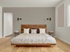 Modern home with Bedroom, Bed, and Light Hardwood Floor. The walnut master bed frame is custom by Matt Eastvold. The sconces are by Brendan Ravenhill. Photo 10 of Trestle Glen Modern