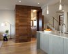 Modern home with Kitchen, Recessed Lighting, Engineered Quartz Counter, Wood Cabinet, Light Hardwood Floor, Pendant Lighting, and Undermount Sink. hidden powder room with walnut wall cladding Photo 6 of Bungalow Update