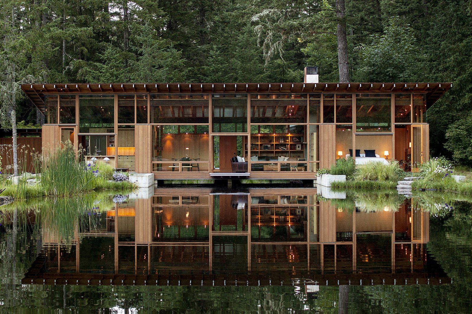 Newberg Residence by Cutler Architecture: Part bridge, part residence, this home-on-a-pond earned the highest honor from the 2016 AIA awards