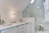 Modern home with Bath Room, Undermount Sink, Marble Counter, Enclosed Shower, Wall Lighting, Ceramic Tile Wall, Ceiling Lighting, and Recessed Lighting. A closer look at the master bathroom. 5" drawers are too short for the shaker style, so these are DIY slab. Photo 18 of Denver Home