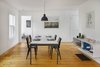 Modern home with Dining Room, Chair, Table, Storage, Pendant Lighting, and Medium Hardwood Floor. The Downstairs at The Bracy House Photo 4 of The Bracy House