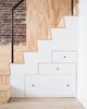 Modern home with Staircase, Wood Tread, and Metal Railing. Built in drawers in base of plywood stair Photo 7 of Wells Fargo Loft