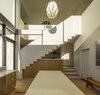 Modern home with Kitchen, Pendant Lighting, Wood Cabinet, Medium Hardwood Floor, Ceiling Lighting, Mosaic Tile Backsplashe, Engineered Quartz Counter, Recessed Lighting, and Vessel Sink. Kitchen Photo 12 of SL House