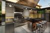 Modern home with Kitchen, Metal Cabinet, Metal Backsplashe, Drop In Sink, Metal Counter, and Concrete Floor. Outdoor Kitchen Photo 5 of The Monarch