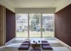 Modern home with Living Room, Recessed Lighting, and Light Hardwood Floor. Tatami room looking toward street through vertical privacy screen. Photo 5 of Old Greenwich House