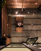 Modern home with Outdoor, Concrete Patio, Porch, Deck, Walkways, Small Patio, Porch, Deck, Hardscapes, Landscape Lighting, Trees, Shrubs, Back Yard, Wood Fences, Wall, and Hanging Lighting. View of patio from upper terrace Photo 13 of SF House-Tech-Art-Play