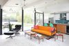 Modern home with Living Room, Sofa, Ceiling Lighting, End Tables, Vinyl Floor, and Chair. Vintage furniture collected through local estate sales and antique furniture markets. Photo 3 of Walnut Creek Eichler Renovation