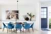 Modern home with Dining Room, Pendant Lighting, Ceiling Lighting, Chair, Shelves, Table, and Light Hardwood Floor. Dining room and dutch door. Photo 9 of Sea Cliff Preppy Contemporary