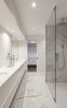 Modern home with Bath Room, Quartzite Counter, One Piece Toilet, Porcelain Tile Floor, and Undermount Sink. Shared Bathroom Photo 13 of Gazing House