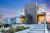 The entrance to the three-story home Photo of 2017 Pacific Palisades Custom Home Draws Breathtaking Views for $6.5 million modern home
