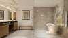 Modern home with Bath Room and Limestone Floor. Penthouse master bath features a glass-enclosed wet room with Artaic grey limestone shower floor and wall. Photo 6 of The Residences at The Sawyer