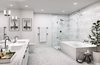 The penthouse master bath with tub, dual sinks and glass-enclosed shower. Photo 4 of Vica Brings Contemporary Living to One of L.A.’s Most Historic Neighborhoods modern home