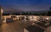 The sprawling, private roof deck with fireplace overlooking the lights of L.A. Photo 9 of A Newly Built Architectural Estate Dazzles in L.A.’s Beverly Grove modern home