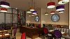 Modern home with Dining Room, Bench, Chair, Table, Stools, Ceiling Lighting, Pendant Lighting, Medium Hardwood Floor, Light Hardwood Floor, and Standard Layout Fireplace. 3d Classic Restaurant Interior Design Firms Photo 2 of Beautifully Designed 3D Restaurant Interior Design View