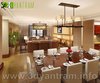 Modern home with Chair, Table, Stools, Lamps, Shelves, Desk, Ceiling Lighting, Table Lighting, Wall Lighting, Medium Hardwood Floor, Pendant Lighting, Light Hardwood Floor, and Living Room. Residential dining room Interior design Photo 2 of Graceful Interior Residential Dining Room Design View