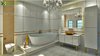 Modern home with Bath Room, Granite Counter, Marble Counter, Ceramic Tile Floor, Tile Counter, Limestone Floor, Wall Mount Sink, Vessel Sink, Enclosed Shower, Drop In Tub, Ceiling Lighting, Freestanding Tub, Ceramic Tile Wall, Full Shower, Stone Tile Wall, One Piece Toilet, and Wall Lighting. Classic Bathroom Design idea Photo 3 of Classic Bathroom Design with Accessories
