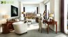 Modern home with Living Room, Console Tables, Sofa, Coffee Tables, Chair, Table Lighting, Wall Lighting, Medium Hardwood Floor, and Light Hardwood Floor. 3D Elegant Interior Living Room Design View Photo 4 of Stunning 3D Home Living Room Design View