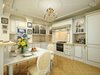 Modern home with Kitchen, Wood Counter, White Cabinet, Wood Cabinet, Granite Counter, Tile Counter, Ceramic Tile Floor, Porcelain Tile Floor, Ceramic Tile Backsplashe, Wall Lighting, Pendant Lighting, Refrigerator, Ceiling Lighting, Wall Oven, Cooktops, and Wall Mount Sink. Minimal 3D Residential Classic Kitchen Design View Photo 8 of Beautifully Bold 3D Interior Kitchen Design View - California, USA