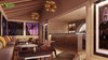 Modern home with Kitchen, Granite Counter, Marble Counter, Laminate Counter, Light Hardwood Floor, Wood Cabinet, Ceramic Tile Floor, Ceiling Lighting, Wall Mount Sink, and Pendant Lighting. Architectural Interior Rendering of Bar Design Ideas from Yantram Photo 3 of Gorgeous 3D Restaurant / Bar Design View - Columbus, Georgia