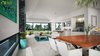 Modern home with Living Room, Chair, Sectional, Sofa, Console Tables, Coffee Tables, Light Hardwood Floor, Ceiling Lighting, and Standard Layout Fireplace. Modern Living Room Rendering Photo 4 of Dreamy Modern House Rendering Ideas by Yantram Exterior Rendering Services - Sydney, Australia